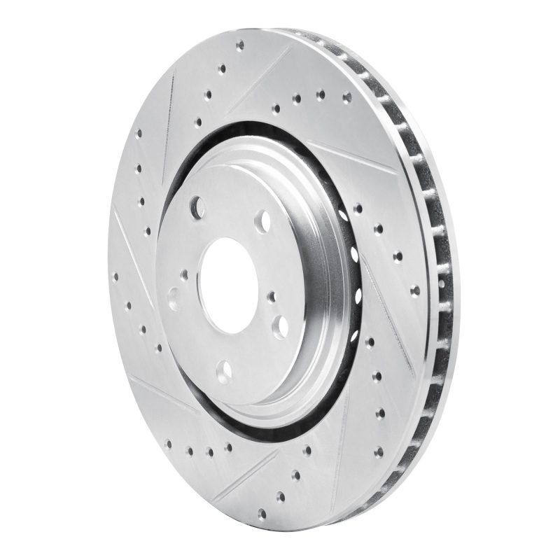 Lexus NX200T Brake Rotor (1) - Front Left - R1 Concepts - Drilled & Slotted - Silver - `08-`21